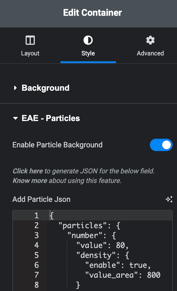 Add Particle Background in Container