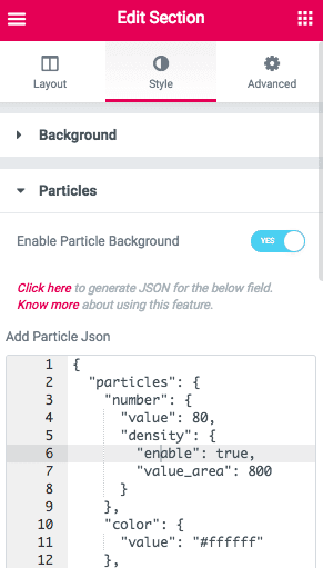 Add Particle Background in Section