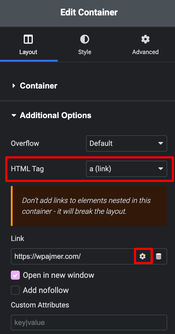 Select anchor link in HTML Tag