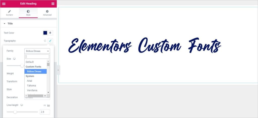 Elementor Custom Fonts