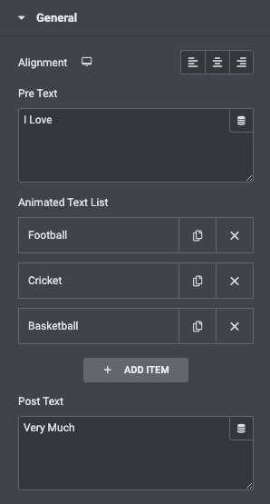 Animated Text: General Settings