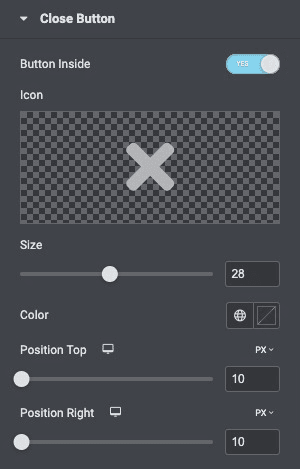 Dual Button: Close Button Style Settings