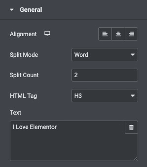 Split Text: General Settings