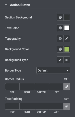 Price Table: Action Button Style Settings