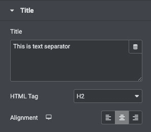 Text Separator: Title Settings