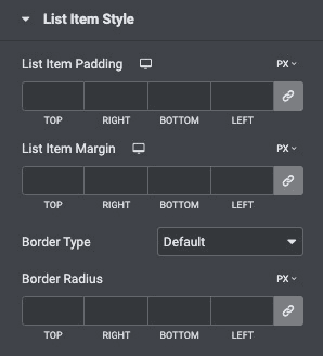 Post List: List Item Style Settings