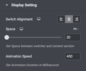 Content Switcher: Display Settings