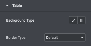 Data Table: Table Style Settings