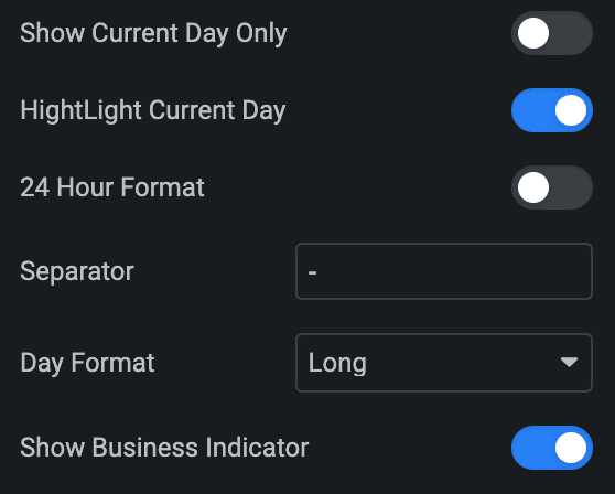 Business Hours: Content Settings