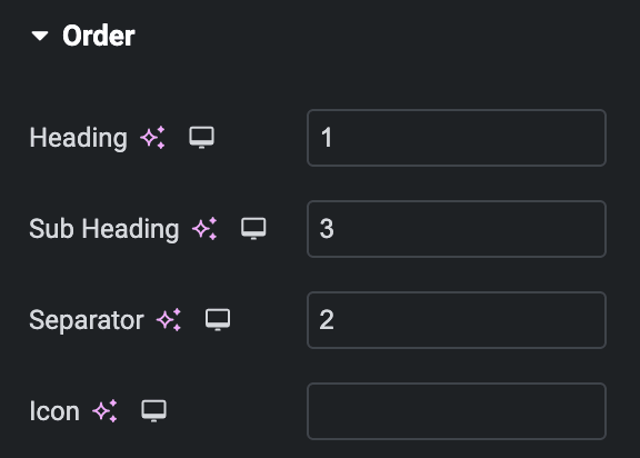 Advanced Heading Order Settings