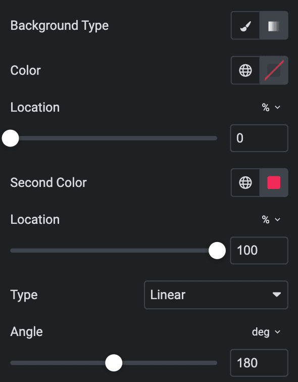 Advanced Heading: Gradient Background Settings