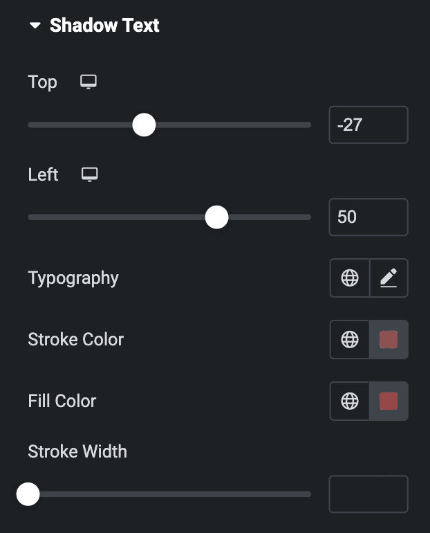 Advanced Heading: Shadow Text Style Settings