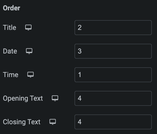 Business Hours: Indicators Items Order Settings