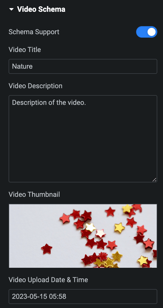 Video Box: Video Schema Settings