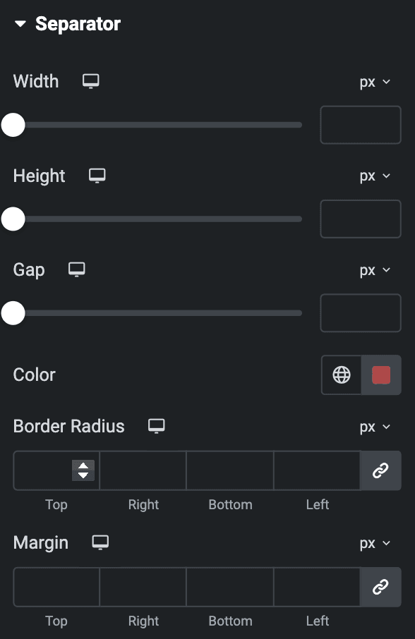 Advanced Heading: Separator Style Settings