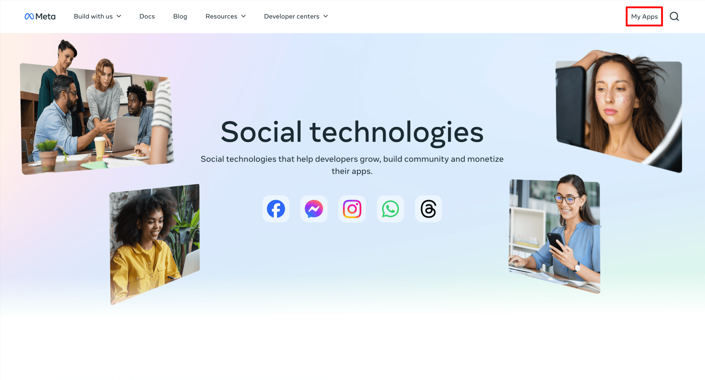 Meta For Developers Account: My Apps Option