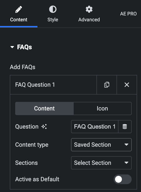 FAQ: Content Type Settings(Saved Section)