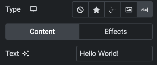 Floating Element: Text Settings