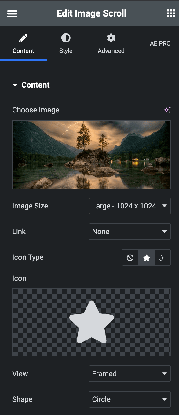 Image Scroll: Content Settings