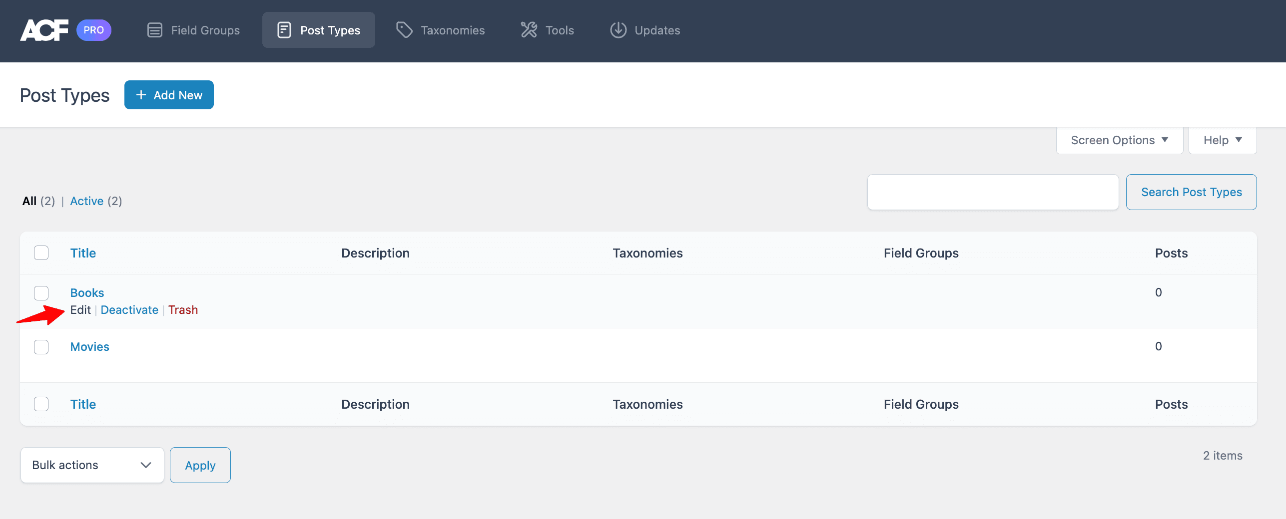 Advanced Custom Fields: Edit Custom Post Types(CPT)