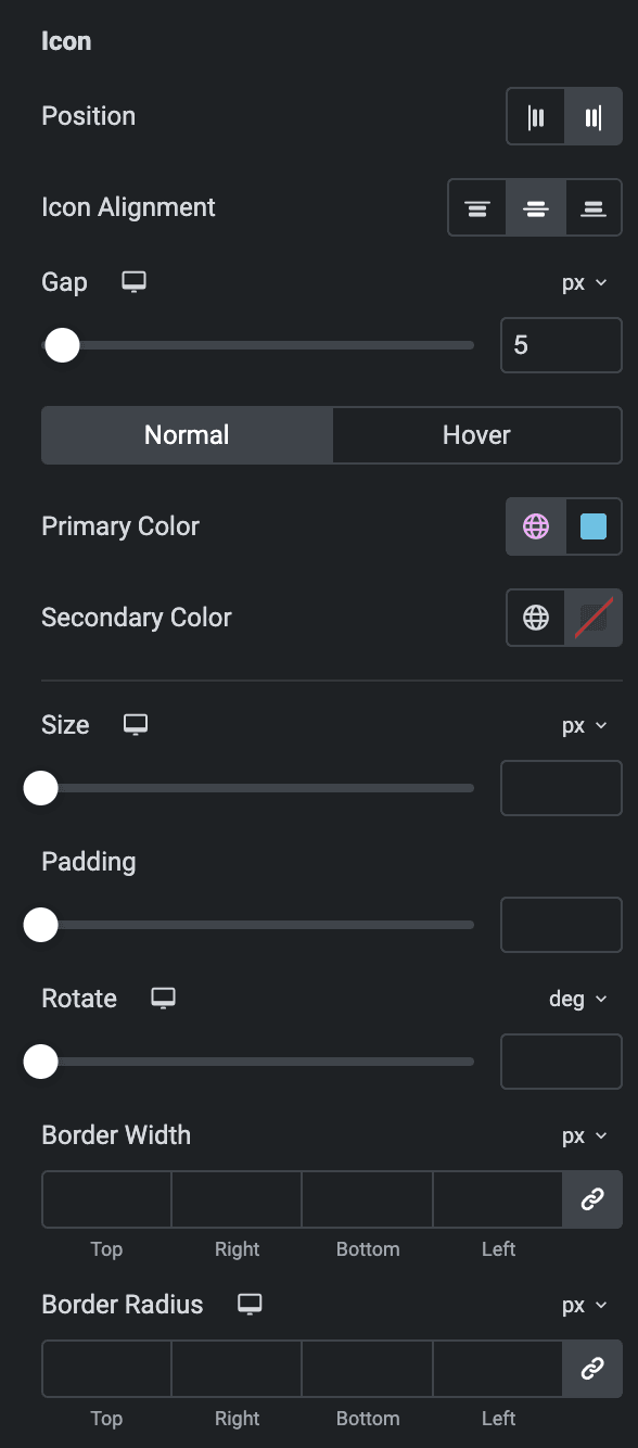 Advanced Price Table: Button Icon Style Settings