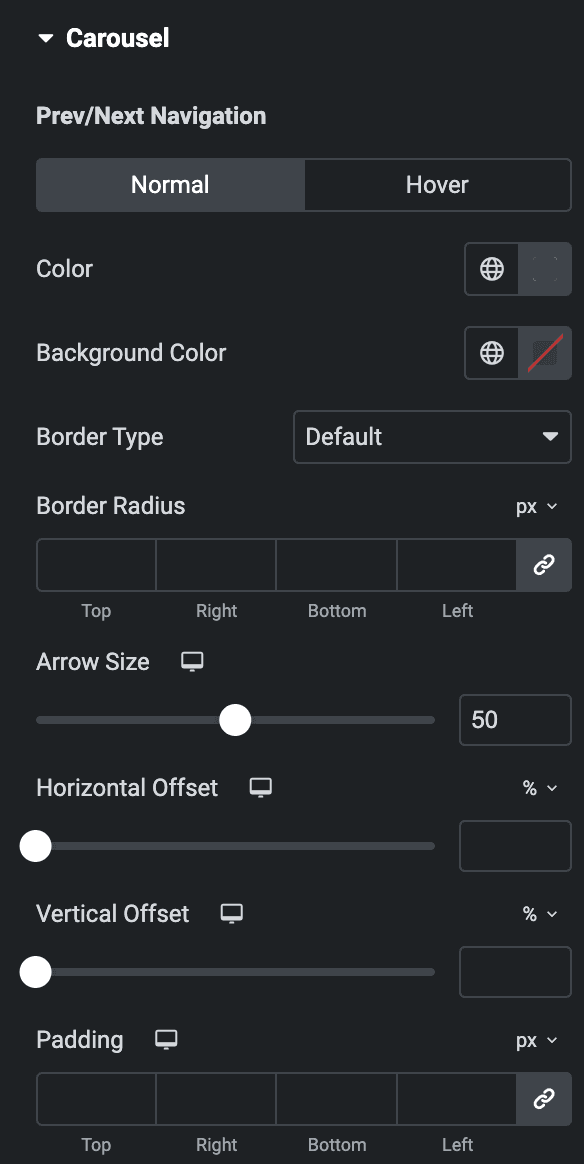 Video Gallery: Carousel Navigation Style Settings