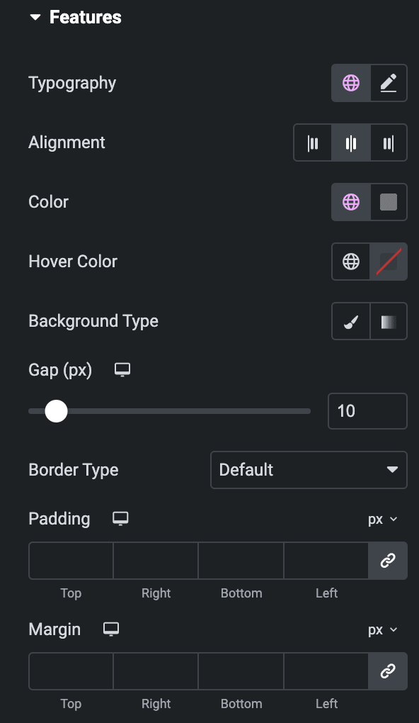 Advanced Price Table: Features Style Settings