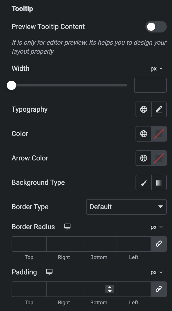 Advanced Price Table: Tooltip Style Settings