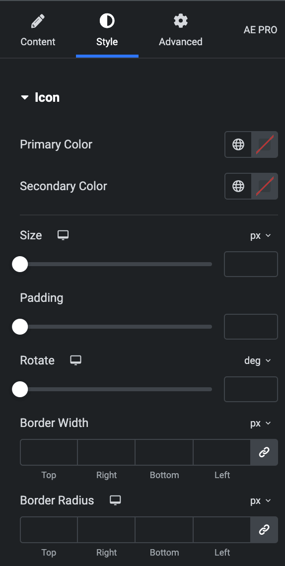 Image Scroll: Icon Style Settings