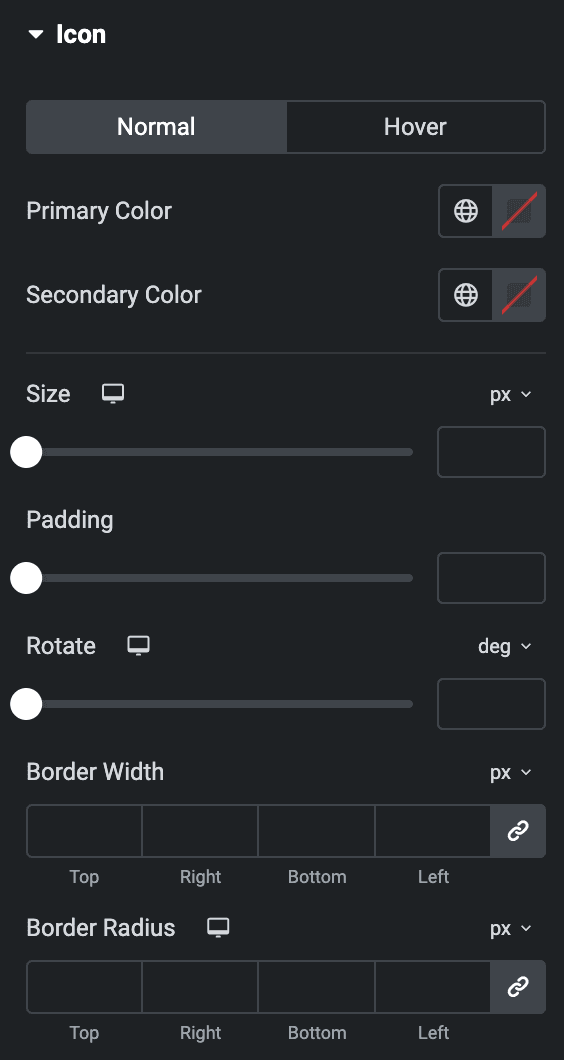 Advanced Heading: Icon Style Settings