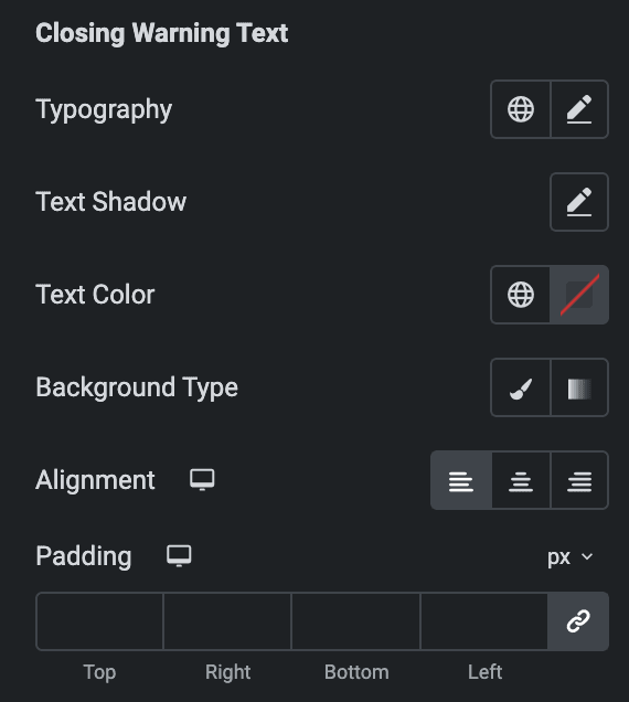 Business Hours: Indicators Closing Warning Text Style Settings