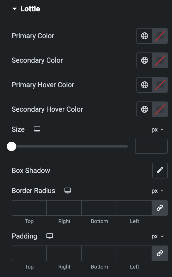 Floating Element: Lottie Style Settings