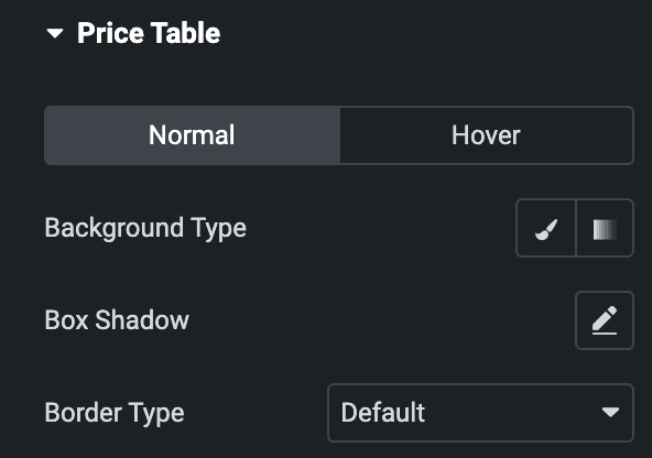 Advanced Price Table: Price Table Style Settings(Normal)