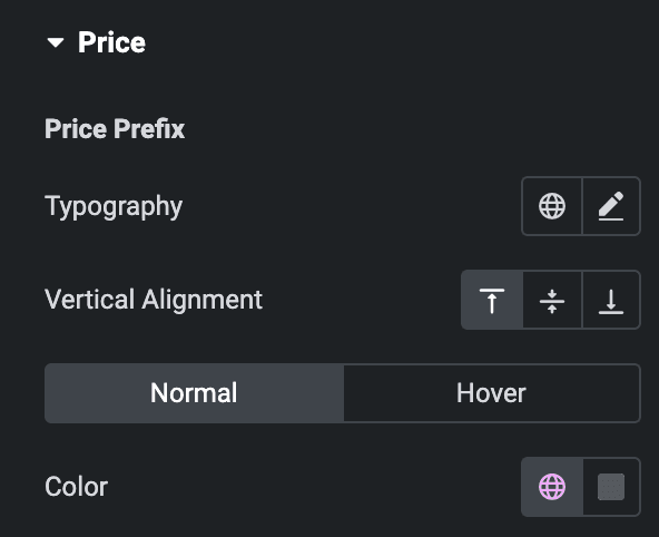 Advanced Price Table: Price Prefix Style Settings