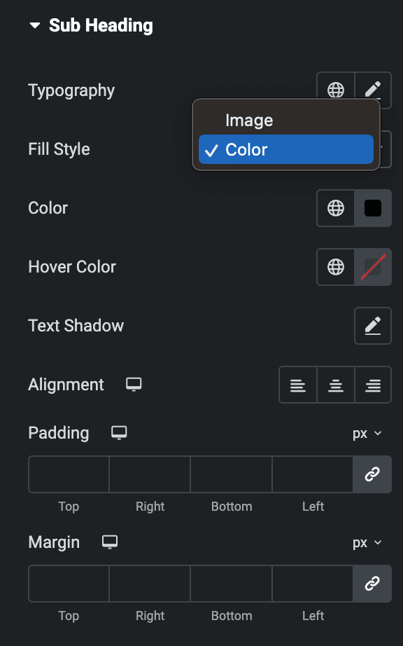 Advanced Heading: Sub Heading Style Settings