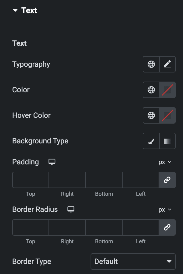 Floating Element: Text Style Settings