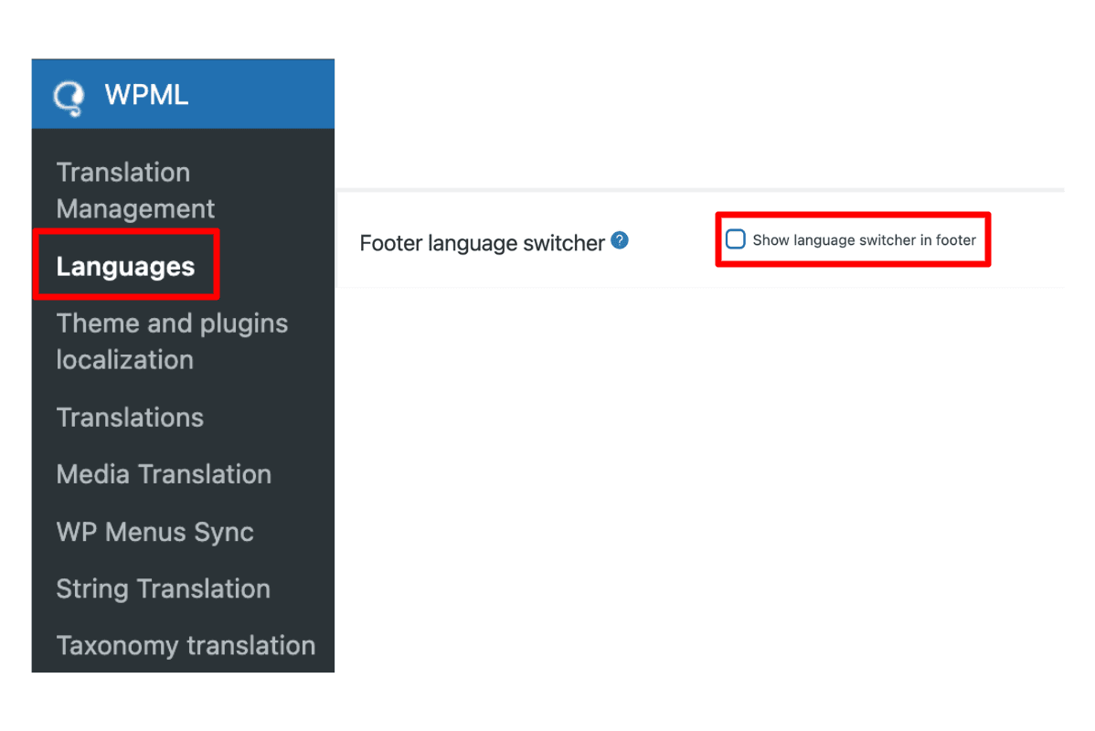 WPML: Footer Language Switcher Settings