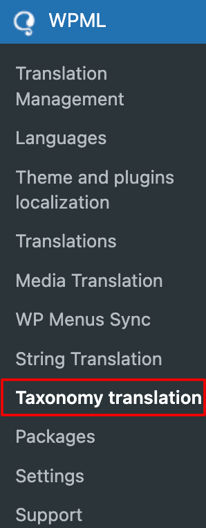 WPML: Taxonomy Translation Menu