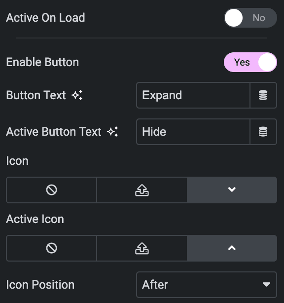 Info Group: Button Settings