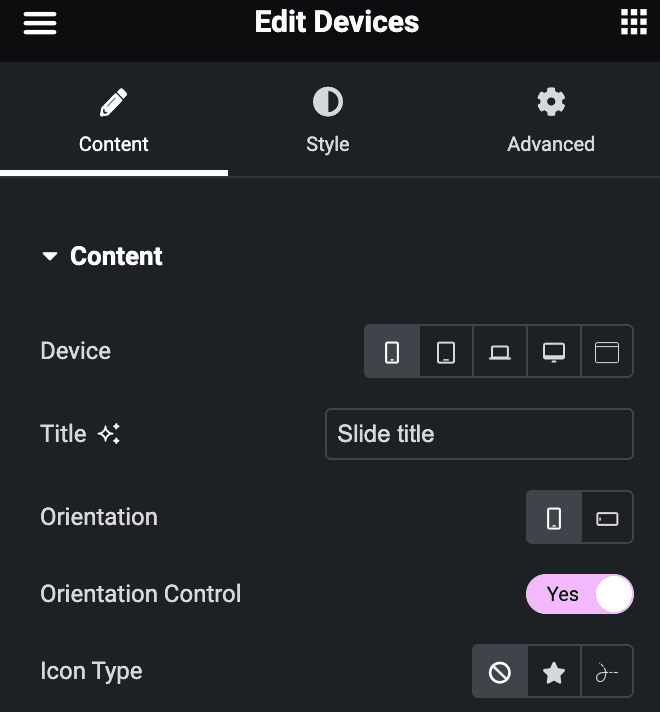 Devices: Content Settings