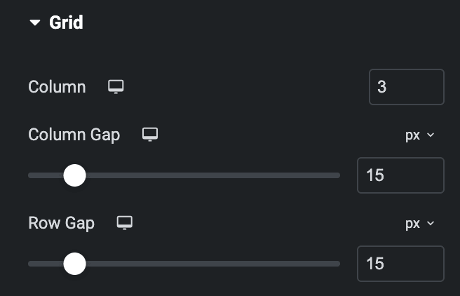 Info Group: Grid Settings