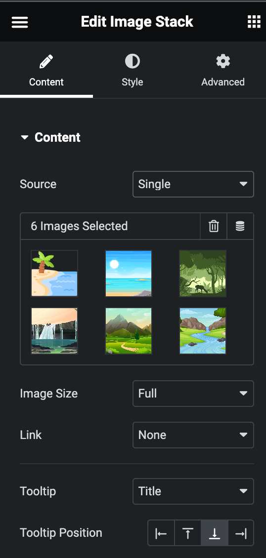 Image Stack: Content Source Settings(Single)