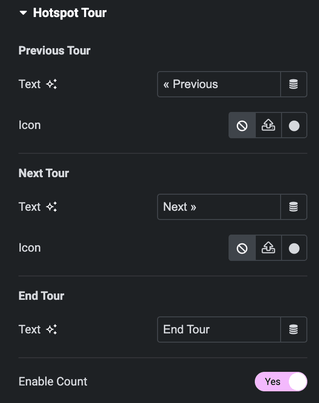 Image Hotspot: Hotspot Tour Settings