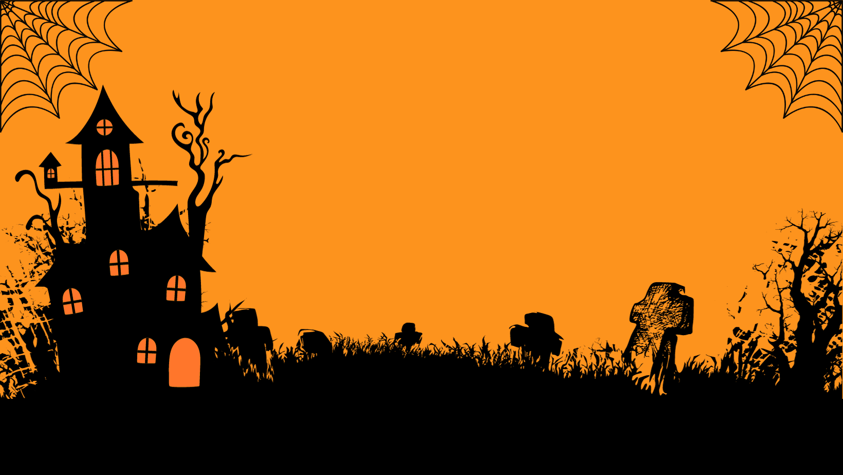 Orange and Black Illustrated Spooky Happy Halloween Facebook Cover