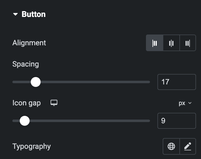 Info Group: Button Style Settings