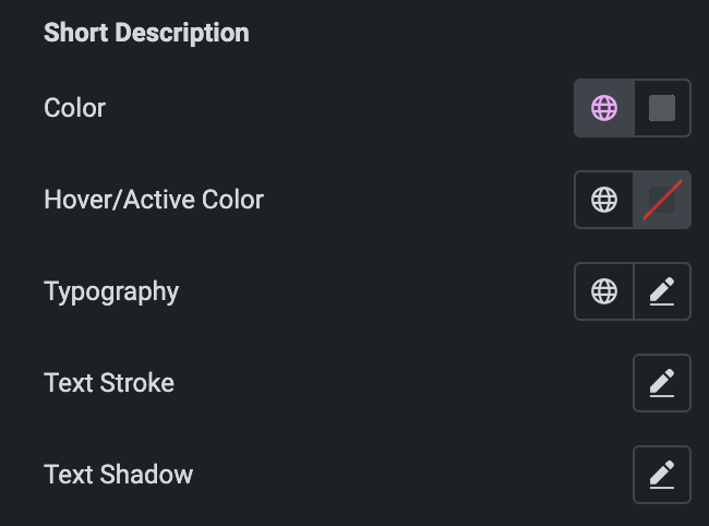 Info Group: Short Description Style Settings