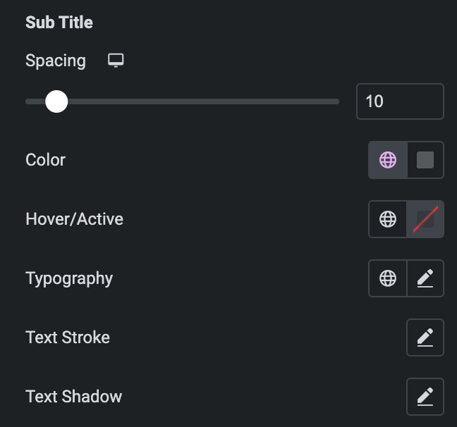 Info Group: Sub Title Style Settings