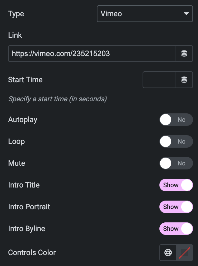 Devices: Video Background Settings(Vimeo)