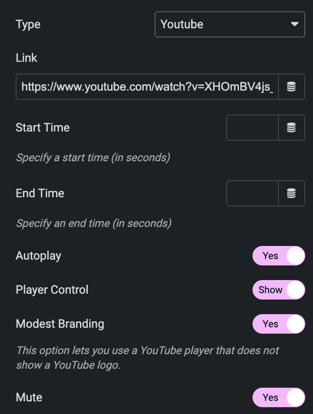 Devices: Video Background Settings(Youtube)