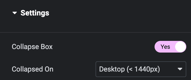 Table Of Content: Collapse Settings